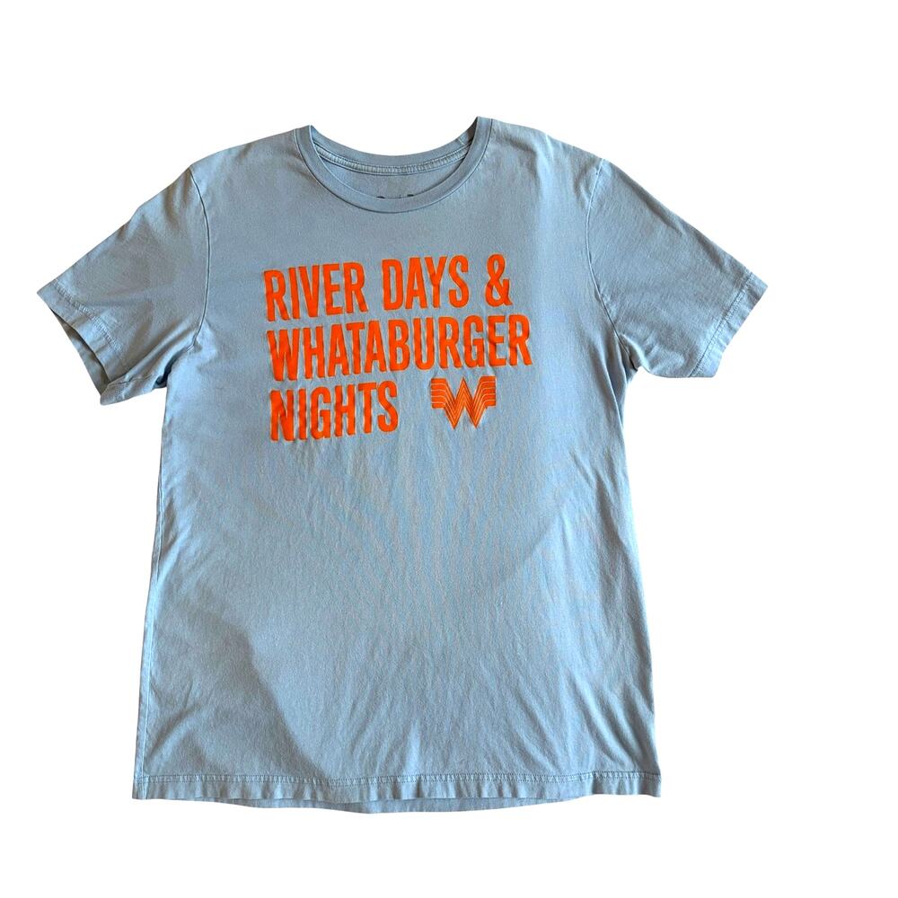 River Days & Whataburger Nights Unisex Graphic T-Shirt 100% Cotton Sz Large Blue